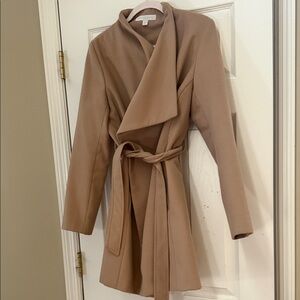 New York & Company Tan Wrap Pea Coat